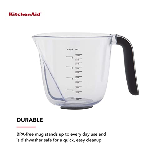 KitchenAid Universal Easy View Angled Measuring Cup, Large, Clear with Black Handle - color: Black, size: Large, style: Angled