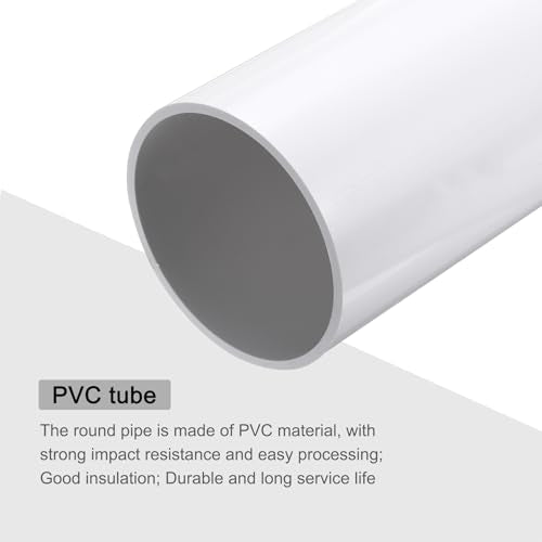 MECCANIXITY 2Pcs 4.33 Inch PVC Rigid Tube Round Pipe 101.6mm ID 110mm OD 12" High Impact for Water Pipe, Aquarium, Fish Tank, Greenhouse Garden, White - color: White, size: 101.6mm x 110mm