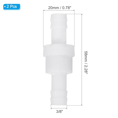 PATIKIL 3/8" Barb Hose One Way Inline Check Valve, 2 Pcs Plastic Non Return Water Stops Ozone Resistance Valve for Aquarium Garden Fuel Oil Air Gas, White - size: 3/8 Inch