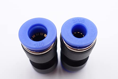 Push to Connect Fitting 1/4" Tube OD x 3/16" Tube OD Reducer, Pneumatic Air Water Straight Union Two Way Connector/Coupler (Pack of 5) - size: 1/4 inch - 3/16 inch