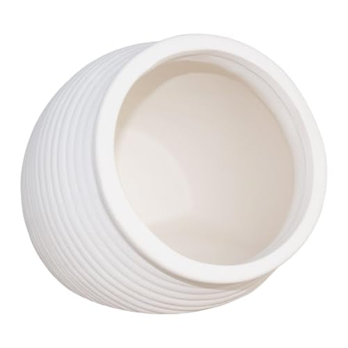 Ceramic Aquarium Decoration Jar – White Betta Fish Tank Ornament, Natural Hiding Cave with 7.8cm / 3.07inch Dia. Round Opening – Aquascape Décor for Fish, Shrimp, Reptiles use
