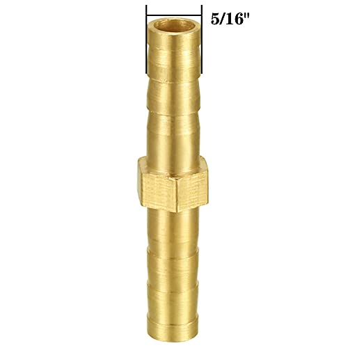Joywayus Brass Hose Barb 5/16" ID Hex Union Brass Hose Fitting Water/Fuel/Air with 10 Stainless Steel Clamps(Pack of 5) - size: 5/16", style: 5PCS