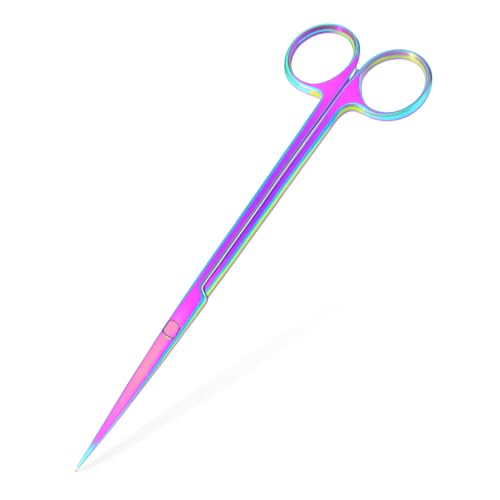 Mandala Crafts 12 Inches Rainbow Stainless Steel Straight Aquarium Scissors for Trimming Aquatic Plants – Long Aquascape Scissors for Fish Tanks, Hospital Tanks, Goldfish Bowls, and Terrariums - color: Rainbow Straight Scissors, size: 12 Inches