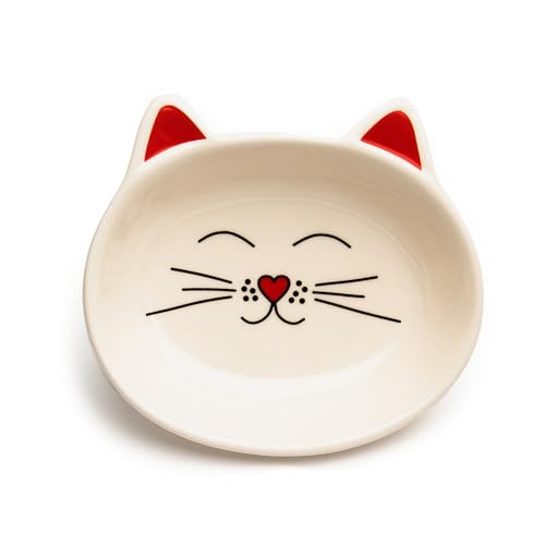 Park Life Designs Oscar Cat Dish - Feeding Bowls - Cat Shaped Food and Water Bowls for Cats (White) - color: White
