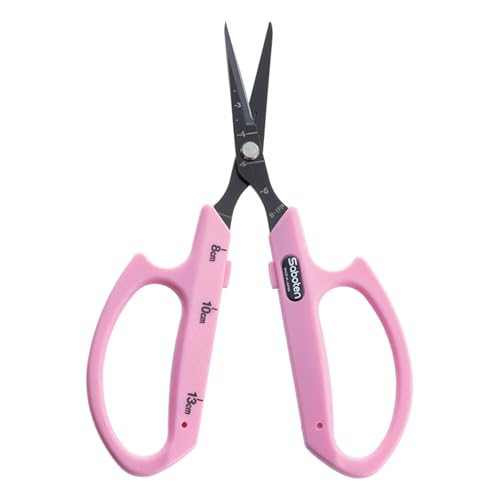 Saboten Fluorine Coated Angled Blade Trimming Scissors Pink PT-2 160mm Precision Gardening Bonsai and Floral Shears Made in Japan - color: Pink, size: Non-Stick Angled Blade
