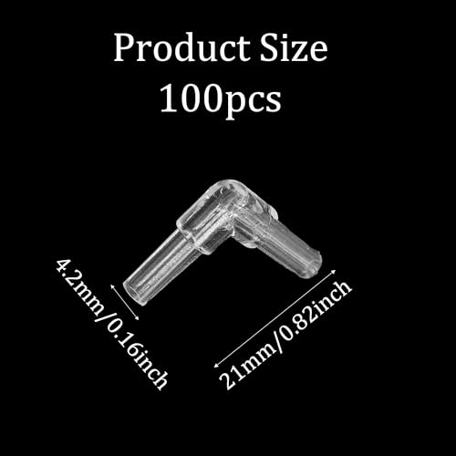 100PCS Aquarium Air Line Connectors, Plastic Valve Fittings, Inline L Joints for Fish Tank Pump Tubing - size: L-Shaped