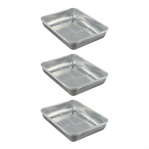 Leak Proof Stainless Steel Food Storage Containers, Metal Lunch Boxes with Lids for Meal Prep, Reusable Box Set, Square Tray for Grilling Fish, Picnic Food Keeper, 3 packs