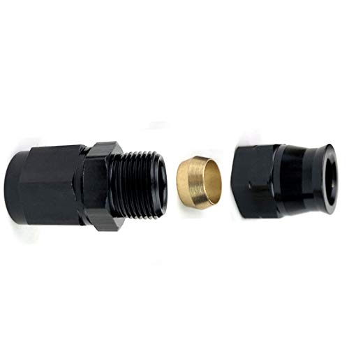 -6AN Female to 3/8" Tubing Adapter Fuel Hardline Tube Fitting, 6 AN Female to 3/8 inch Hard Line Connector Aluminum Black Anodized - size: 6AN to 3/8