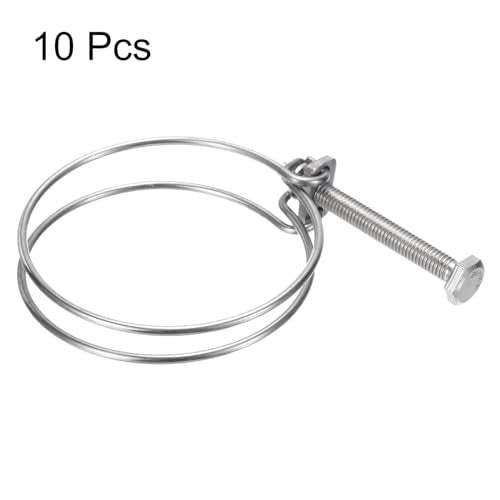 uxcell 10Pcs Double Wire Hose Clamp, 83-90mm Adjustable Stainless Steel Wire Hose Clips with M8 Bolt for Dust Collection Hose, Pump Hose Pipe - size: 83-90mm