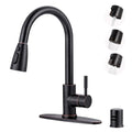 Kitchen Faucet with Air Gap: WOWOW Stainless Steel Kitchen Sink Faucet and Dishwasher Air Gap Kits for Kitchen Sink 2 or 4 Hole, Oil Rubbed Bronze Kitchen Faucet Combo with Sprayer - color: C: Oil Rubbed Bronze, style: Kitchen Faucet with Air Gap Kit