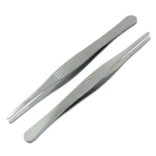 2 Pcs 5 Inch Stainless Steel Forceps, Straight Metal Tweezers General Application for Kitchen, Crafts, Plants - size: 5 Inch