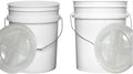 House Naturals Food Grade 5 Gallon Made in USA Plastic Bucket with Air Tight Screw on Lid (White Buckets with Clear Lids) - color: White Buckets With Clear Lids