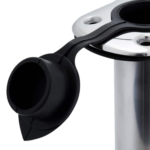 Polished Fishing Rod Holder Flush Mount, Stainless Steel 90 Degree Flush Mount Fishing Rod Holder for Boat, 0 Degree Fishing Pole Holder with Rubber Cap, PVC Liner & Gasket