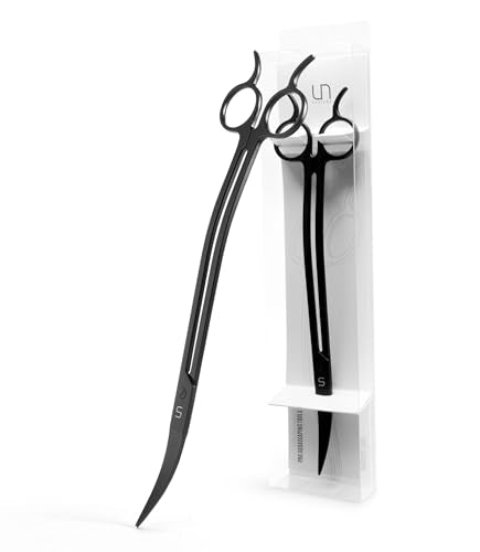 UNS Pro Aquascaping Tools - Stainless Steel Aquarium Accessories for Trimming Stem & Carpet Aquatic Plants, Coral Cutting in Freshwater, Reef, Terrarium or Vivarium Tanks - Wave Scissors, Black - color: Black