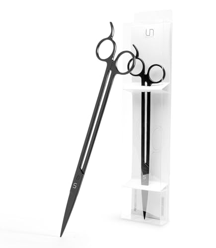UNS Pro Aquascaping Tools - Stainless Steel Aquarium Accessories for Trimming Carpet & Stem Aquatic Plants, Coral Cutting in Freshwater, Reef, Terrarium or Vivarium Tanks - Straight Scissors, Black - color: Black