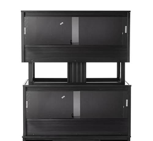 New Age Pet ECOFLEX Two Large Reptile Enclosures with Matching Stacker Combo Set in Black - color: Black, size: Large