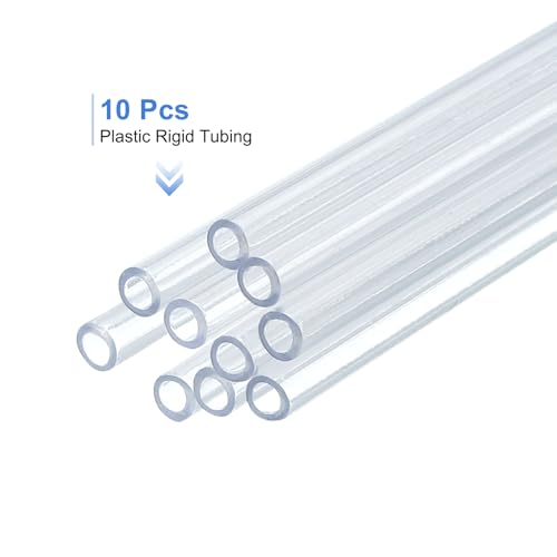 uxcell 10 Pcs Clear Plastic Rigid Tubing 2mm ID x 3mm OD, 0.5 Meters Length Round Polycarbonate Tubing for Aquarium Water Pipe, Water Cooling System, Plumbing - size: 2mm x 3mm