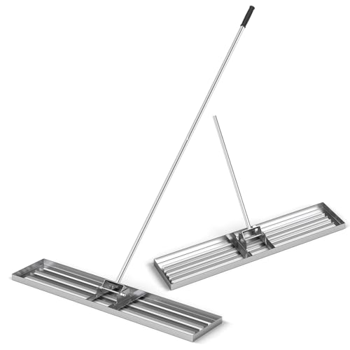 Goplus Lawn Leveling Rake, 46" x 10" Heavy Duty Level Lawn Tool w/ Ergonomic Handle for Soil, Effort-Saving Landscape Rake for Garden, Backyard, Golf Course, Farm, Pasture, Silver - style: 46" x 10", Silver