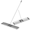 Goplus Lawn Leveling Rake, 46" x 10" Heavy Duty Level Lawn Tool w/ Ergonomic Handle for Soil, Effort-Saving Landscape Rake for Garden, Backyard, Golf Course, Farm, Pasture, Silver - style: 46" x 10", Silver