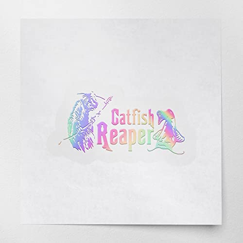 2 Pcs - No Background Decal Stickers of Catfish Reaper Fishing #2 (Hologram) Premium Waterproof Vinyl Decal Stickers for Laptop Phone Accessory Helmet Car Window Mug Tuber Cup NVCSKUS570833HO090622 - color: Hologram, size: 8.3'' x 4''