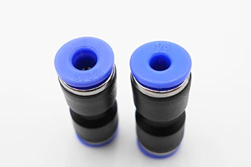 Push to Connect Fitting 5/32" Tube OD x 1/8" Tube OD Reducer, Pneumatic Air Water Straight Union Two Way Connector/Coupler (Pack of 5) - size: 5/32 inch - 1/8 inch