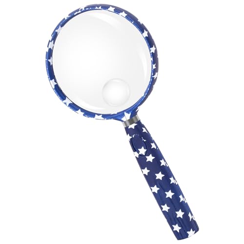 Feosky Handheld Reading Magnifier, 10X 30X Magnifier, 75mm Shatterproof Lens, Non-Slip Handle for Adults Close Work, Seniors Reading and Nature Exploration, Hobby Observation(Star) - color: Multi02, size: 75mm