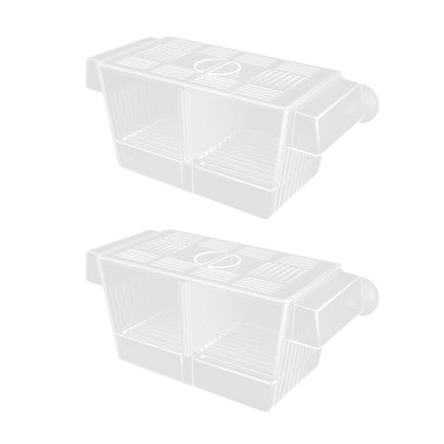 Multipurpose Fish Isolation Tanks with Strong Suction Cup for Aggressive Injured Pregnant and Fry Protections 2PCS Aquarium Isolation Divider - color: Late double room