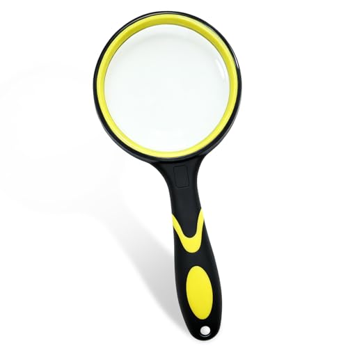 Premium 10X Magnifying Glass with Large 3 Inch (75mm) Lens - Ideal for Kids, Seniors, Close Work, Reading - Loupe Magnifier with Rubber Handle and Hole Design