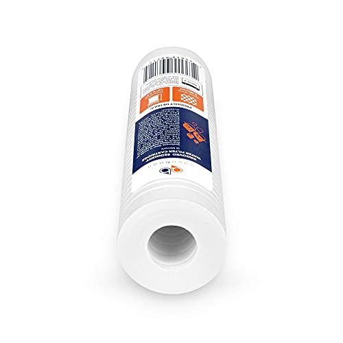 Aquaboon 5 Micron 10 x 2.5 Grooved Sediment Water Filter Replacement for Whole House Filter Cartridge Compatible with AP110, WHKF-GD05, CFS110, 50-Pack