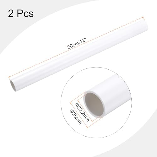 MECCANIXITY 2Pcs 0.98 Inch PVC Rigid Tube Round Pipe 22.2mm ID 25mm OD 12" High Impact for Water Pipe, Aquarium, Fish Tank, Greenhouse Garden, White - color: White, size: 22.2mm x 25mm