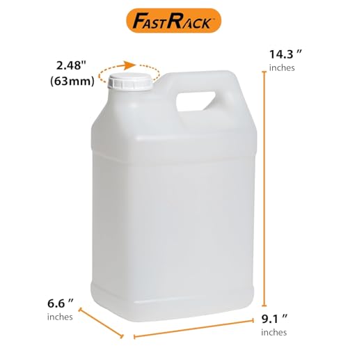 FastRack 2.5 Gallon Water Jug (Pack of 7) w/ 1 Black Rubber Cap Gripper | Reusable Plastic Jug with lid for Liquids | Heavy-Duty Water Container for Storage, Camping | BPA-Free Gallon Jugs with Lids - size: 7 Pack
