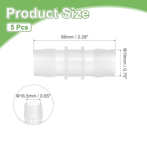 MECCANIXITY 5pcs Plastic Hose Barb Fitting, 3/4" Barbed Hose Pipe Fitting Splicer Mender Joint Adapter for Water Liquid Fuel Line Tube, Clear - color: Clear, size: 0.75 Inch