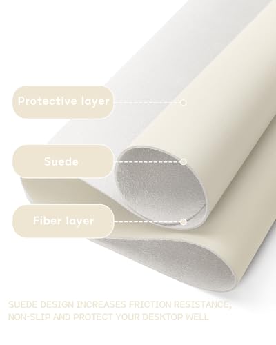 YSAGi Non-Slip Leather Desk Pad, Desk Matt for Desktop, Waterproof Laptop Computer Keyboard Mat, Table Protector Blotter Mat, Large Mouse Pad for Office/Work/Home/Decor(Cream, 23.6" x 13.7") - color: Cream, size: 23.6" x 13.7"