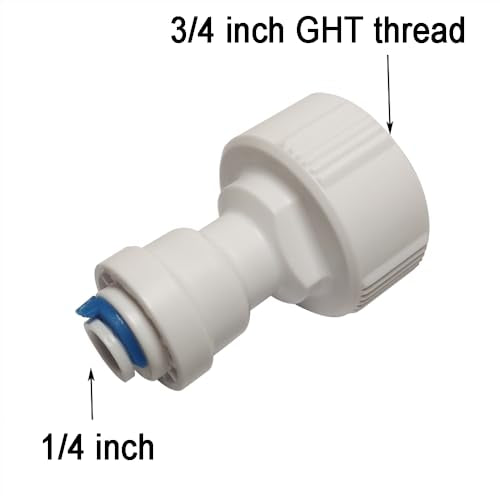 MALIDA 3/4 inch GHT Female Thread to 1/4" OD Quick Connect Adapter for RO Water Filter,NSF Certified Push to Connect Plastic Tube Fittings. （Pack 10） - size: 3/4" GHT thread to 1/4"