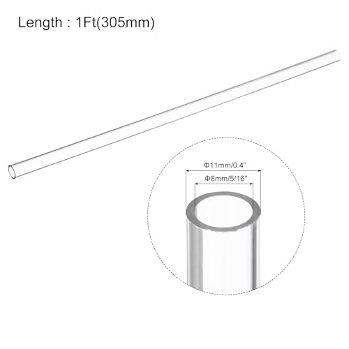 uxcell Polycarbonate Rigid Round Clear Tubing 5/16 Inch(8mm) ID x 0.4 Inch(11mm) OD x 1Ft(305mm) Length Plastic Tube - size: 8mm x 11mm x 305mm