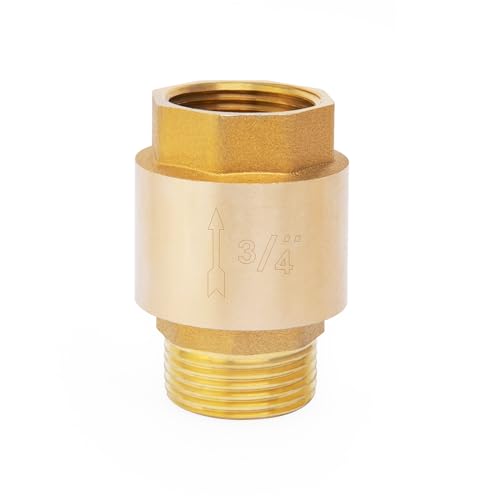ChillWaves Brass In-Line Spring Check Valve DN20 3/4" Male x 3/4" Female Thread, One-Way Non-return Vertical Check Valve for Backflow Prevention(1-PACK) - size: 3/4" Male x 3/4" Female(DN20), style: PACK OF 1