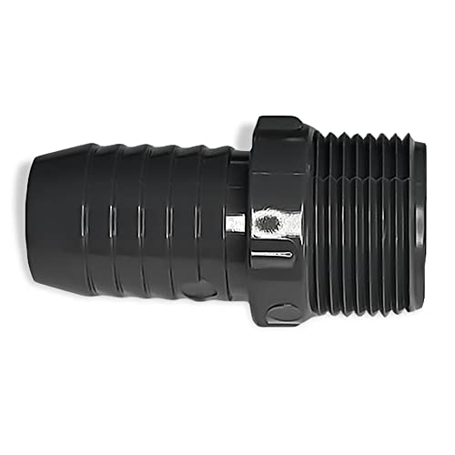 PVC Barbed Hose Connector - 1-1/4 Inch SCH 40 Barbed Insert x 1-1/4 Inch MNPT Male Pipe Thread Adapter Fitting - color: Black, size: 1-1/4 in hose connector