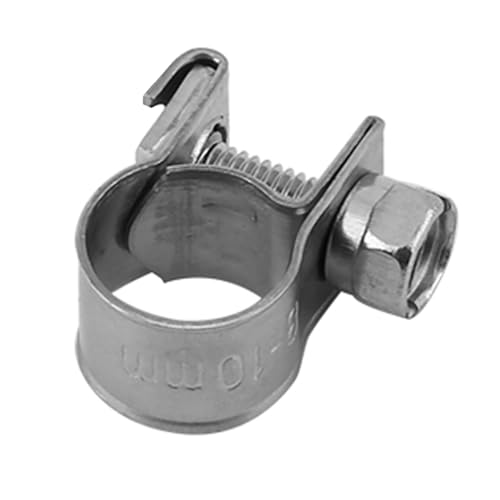 10pcs Stainless Steel Hose Clamps – Adjustable 6-20mm Fuel Line Pipe Clips for Air, Water, Silicone & Fuel Hoses (8-10Mm) - size: 8-10Mm