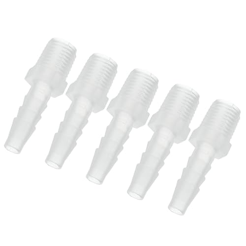 PATIKIL 1/4" Barb x 1/4" G Male Connector, 5 Pcs Plastic Hose Barb Fitting Industrial Hose Barb to Pipe Fitting Connect for Water Liquid Air Fuel - size: 1/4" x 1/4"