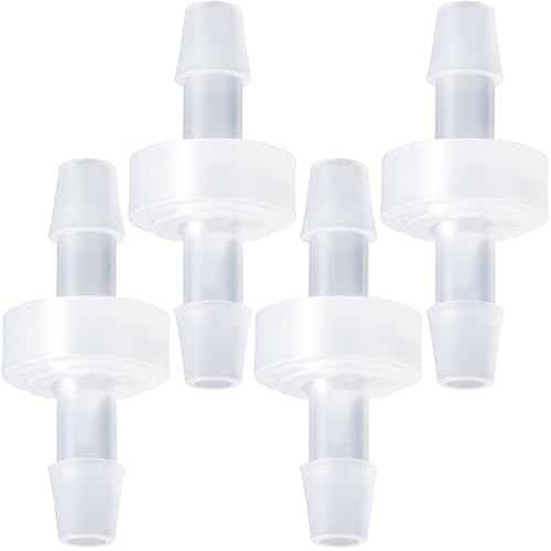 4 Packs 1/4 Inch Check Valve, PVDF Plastic One Way Inline Hose Barb, Non Return Ozone Resistance Water Stops Check Valve for Air Intake Feed, Fuel, Liquid -White