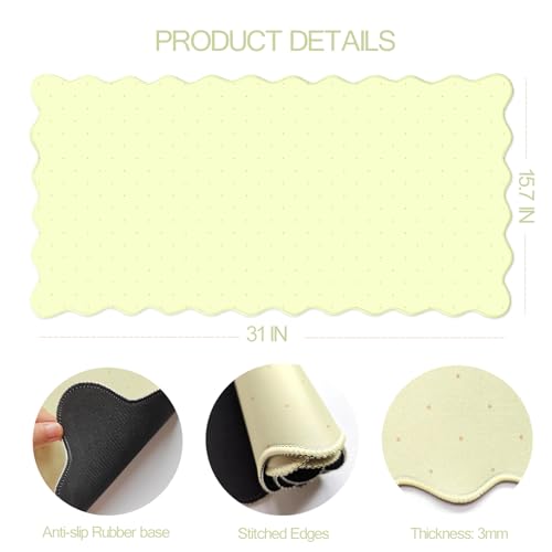Cute Scalloped Desk Mat with Yellow Polka Dot Large Mouse Pad Computer Mat Aesthetic Keyboard Mat for Desktop Laptop Protector for Office & Home - color: A7- Yellow