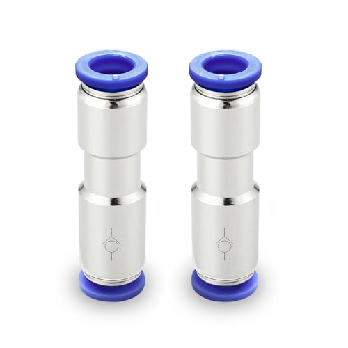 Metalwork Nickel Plated Brass & Plastic Push to Connect Inline Check Valve Union Fitting, 8mm Tube OD (Pack of 2) - size: 8mm OD