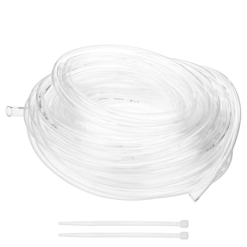 M METERXITY Vinyl Tubing 10mm ID x 12mm OD 50ft Flexible Plastic Tube with 2 Hose Ties, Lightweight Hybrid PVC Hose for Water Gardening/Airline/Aquarium Tubing [Clear] - size: 10mm ID x 50ft