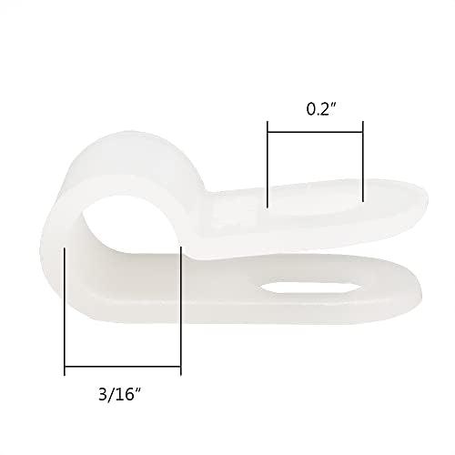 Cable Clamp R-Type Cable Clip Wire Clamp 3/16" Nylon Screw Mounting Cord Fastener Clips with Screws for Wire Management - White - 50 Pcs - size: 3/16" White