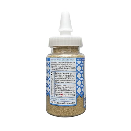 Fine Brine Shrimp Freeze Dried Fish Food, 0.5 oz, Semi-Fine Loose Particles, for Freshwater and Marine Aquarium Fish
