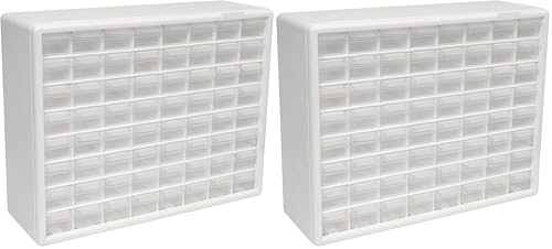 Akro-Mils 64-Drawer Plastic Drawer Storage Cabinet for Garage Organization, Bead Organizer, Building Bricks Storage, Teacher Toolbox, Makeup Organizer, 20-Inch W x 6-Inch D x 16-Inch H, 10164 White - color: White, size: 64 Drawer, style: 2 pack