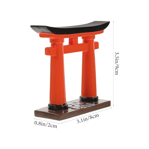 Amosfun Mini Torii Gate Aquarium Ornament Japanese Style Fish Tank Decor Zen Garden Micro Landscape Prop 3.54X0.78X3.14 Inch Lightweight Durable