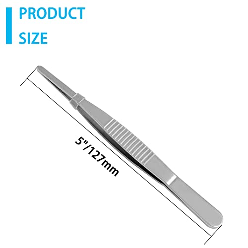 Bonsicoky 4Pcs 5 Inch Stainless Steel Tweezers with Precision Serrated Straight Tips, Non-slip Multitool Tweezers for Cooking, Repairing, Medical, Garden - size: 5" x 4(Straight)