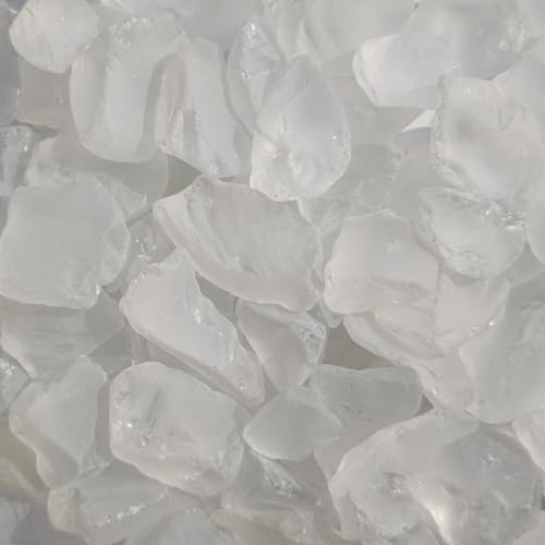 QYGL Sea Glass Block - 1LB White Frosted Sea Glass - Vase Filler and Aquarium Ornament, DIY Craft Supplies for Art, Sea Glass Decor, Beach Weddings, and Home Decor - color: White