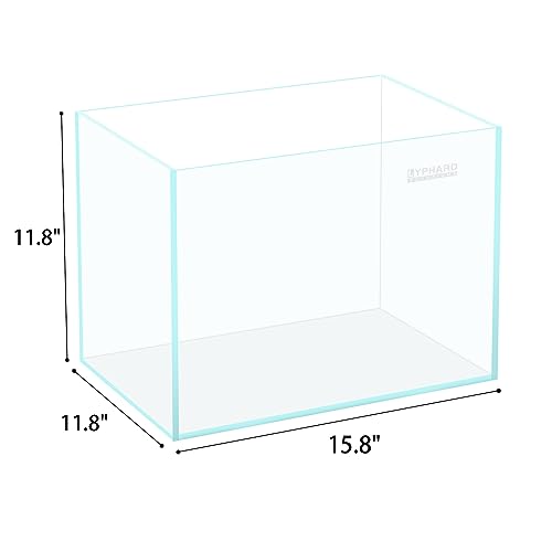 LYPHARD AQUARIUMS 9.5 Gallon Rimless Aquarium, Ultra Clear Glass Low Iron Small Fish Tank for Betta, L15.7×W11.8×H11.8 Inches Thickness 5mm with EVA Foam Mat Included - size: 9.5 Gallons